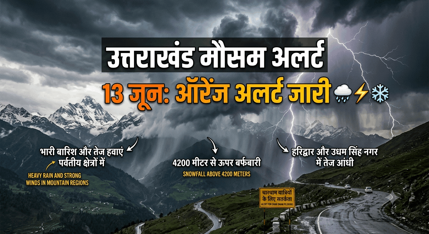 उत्तराखंड मौसम अपडेट: भीषण गर्मी के बीच करवट लेगा मौसम, 13 जून के लिए ऑरेंज अलर्ट जारी
